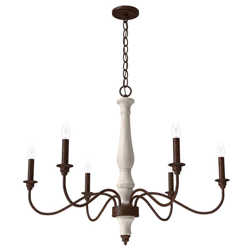 Hunter Teren 6-Light Chandelier - Dining Room, Entry, Living Room - French Country, Vintage, Farmhouse, Candle
