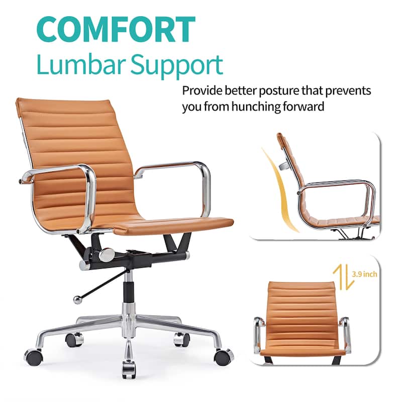 CAROCC Ribbed Computer Desk Office PU Chair Height Adjustable - N/A