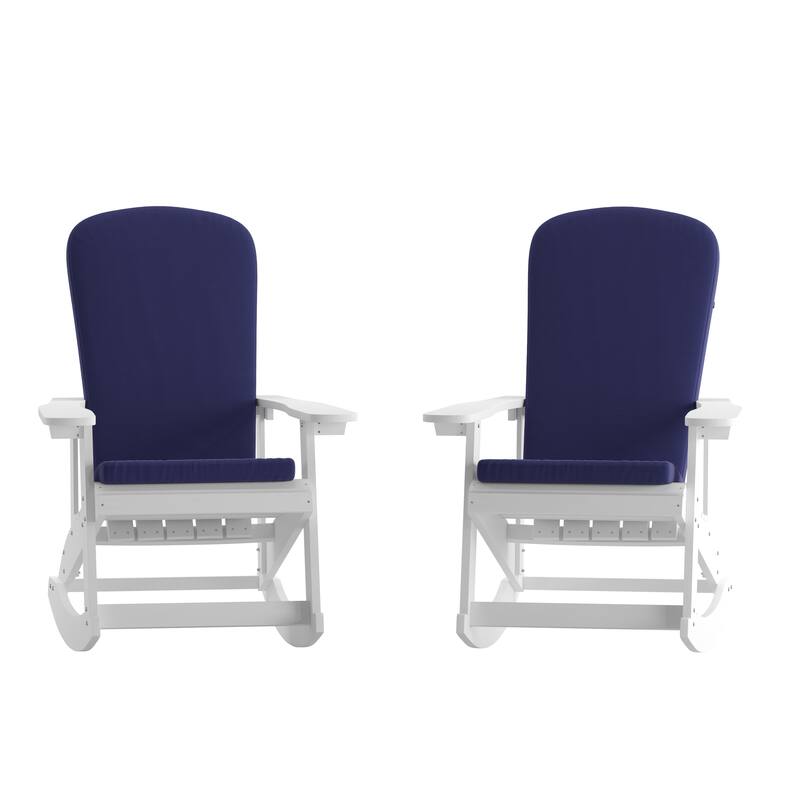 Indoor/Outdoor Rocking Adirondack Chairs with Cushions - Set of 2 - 29.5"W x 37.75"D x 39.5"H