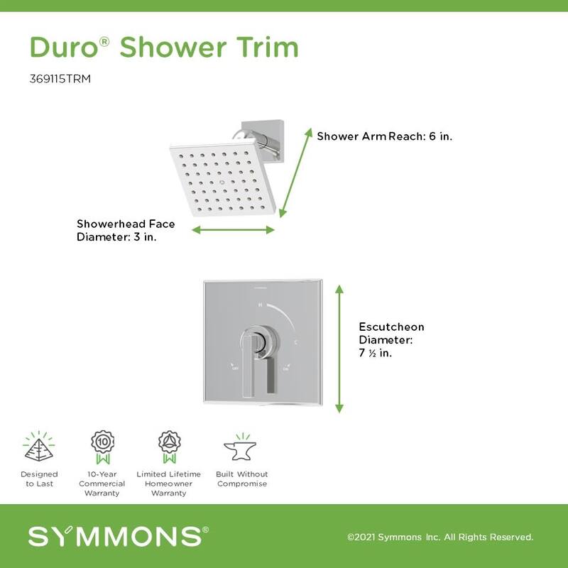 Symmons 369115TRM Duro HydroMersion Shower Only Trim Package with 1.5