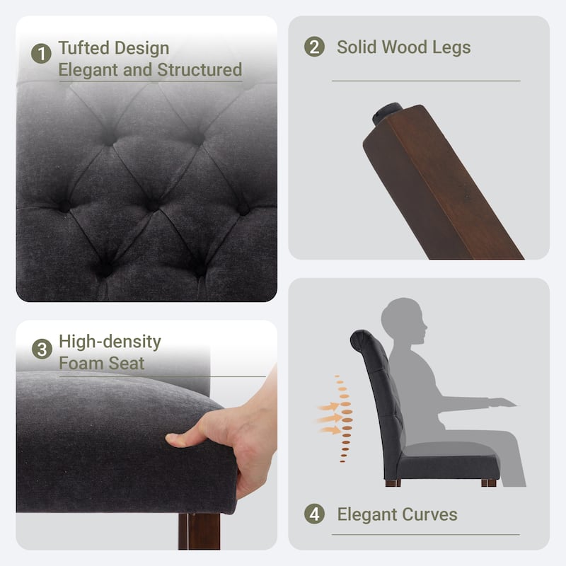 Modern Tufted Fabric Dining Chairs – Stylish Parsons Side Chairs with Padded Seat & Wood Legs,Set of 2/4/6