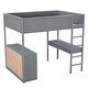 preview thumbnail 5 of 25, Full Size Loft Bed Wood Bed With Shelf,Drawers,Convertible Desk,Soft Padding and Plush Fabric