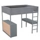 preview thumbnail 11 of 15, Full Size Loft Bed with Convertible Desk, Storage Shelf & 4 Drawers, Teddy Fleece Wood Bed Frame with Full-Length Guardrail