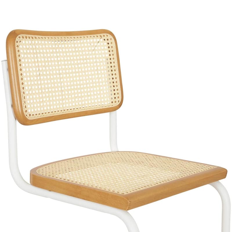 Breuer Chair Company Marcel Breuer Cesca Cane Cantilever Side Chair w/ White Steel Frame (Various Wood & Cane Colors)