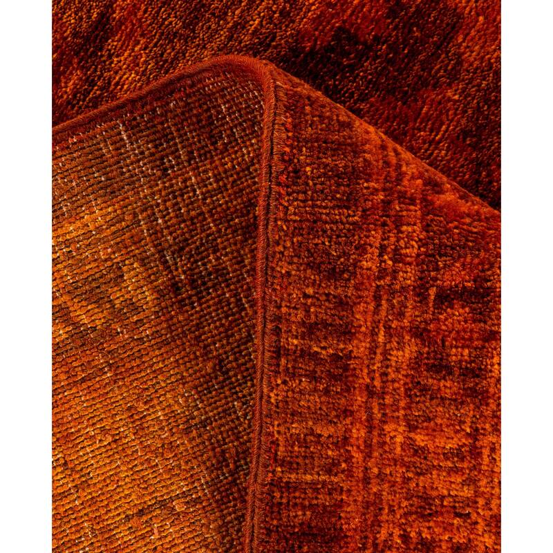 Overdyed One-of-a-Kind Hand-Knotted Area Rug - Orange - 10' 0" x 13' 9"