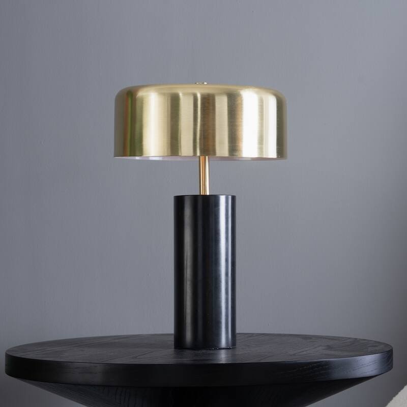 Valiente Gold Drum Table Lamp with Black Marble Accent