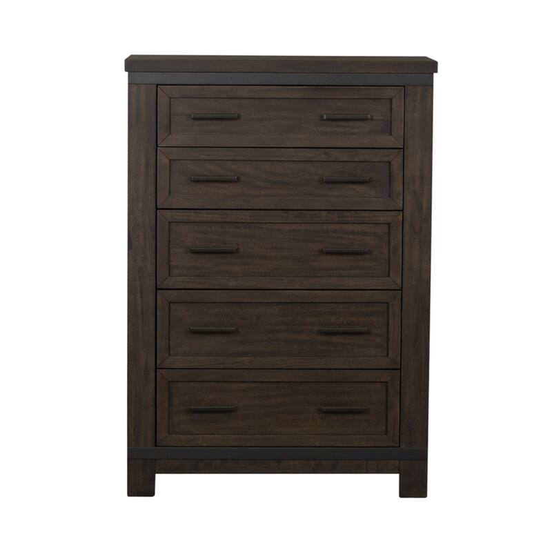 Thornwood Hills Rock Beaten Gray with Saw Cuts 5 Drawer Chest