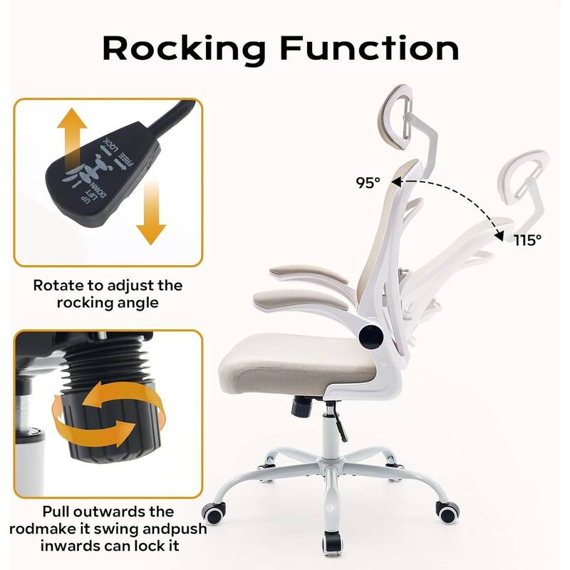 Ergonomic Office Computer Gaming Chair with Flip-Up Armrests for Bedroom, Study