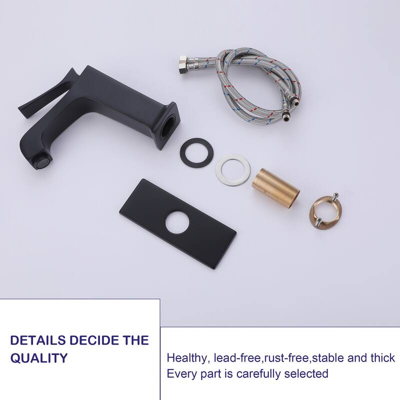 Modern Bathroom Sink Faucet Single Hole with Single Handle & Deck Plate in Gold