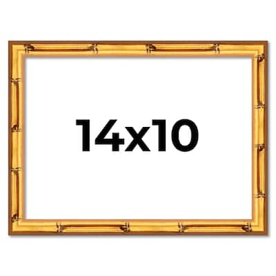 14x10 Frame Gold Bamboo Picture Frame Modern Photo Frame Includes UV Acrylic Shatter Guard Front Acid Free Foam Backing Board