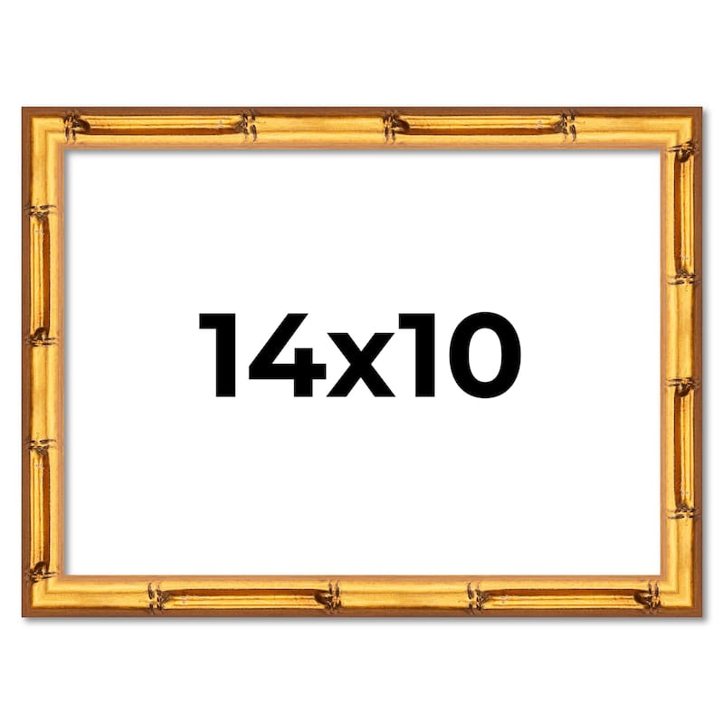 14x10 Frame Gold Bamboo Solid Wood Picture Frame | 1 Inch Moulding