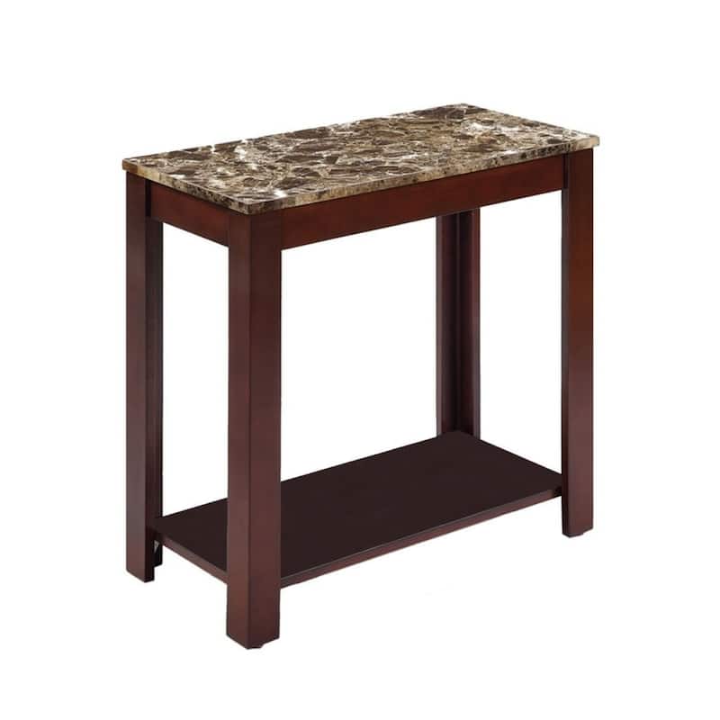 24 Inch Brown End Table with Shelf for Living Room or Bedroom - 24" x 12" x 24" - Brown