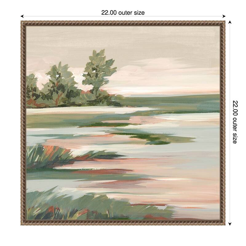 Quiet Marsh Under Soft Skies No. 2 by Lera Framed Canvas Wall Art Print - 22 x 22 in