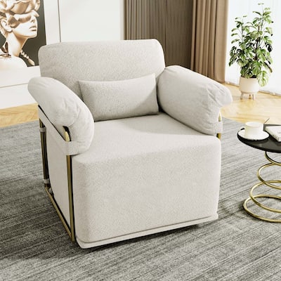 360 Degree Upholstered Armchair with Gold Metal Legs for Comfortable Reading and Relaxation
