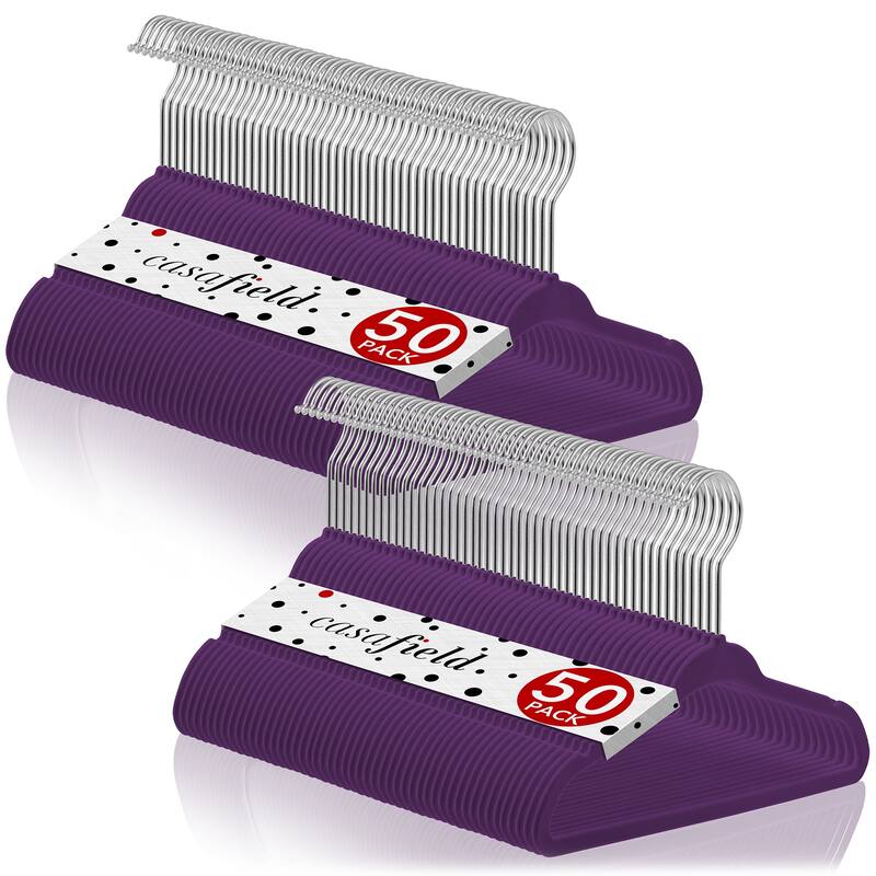100 Velvet 11in Baby Hangers - Purple