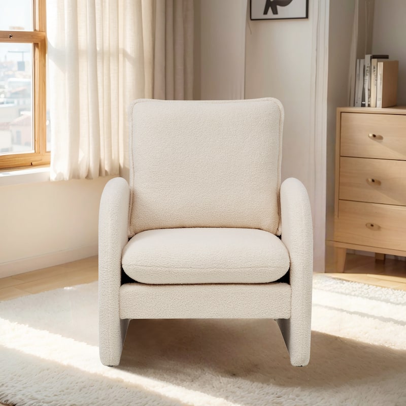 Modern Sherpa Upholstered Accent Chair, Comfortable Living Room Armchair