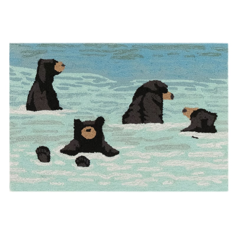 Liora Manne Frontporch Bathing Bears Indoor/Outdoor Rug