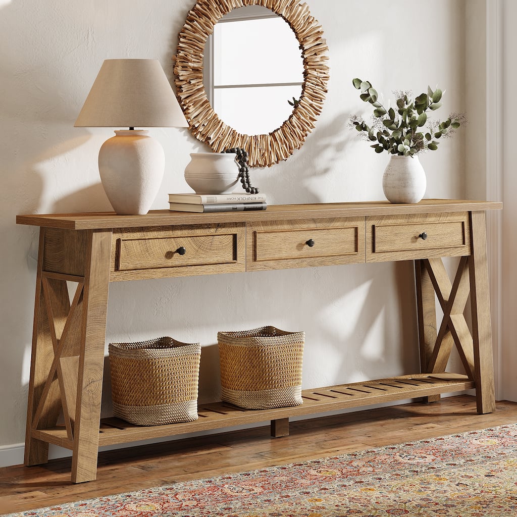 Console Table with 3 Storage Drawers