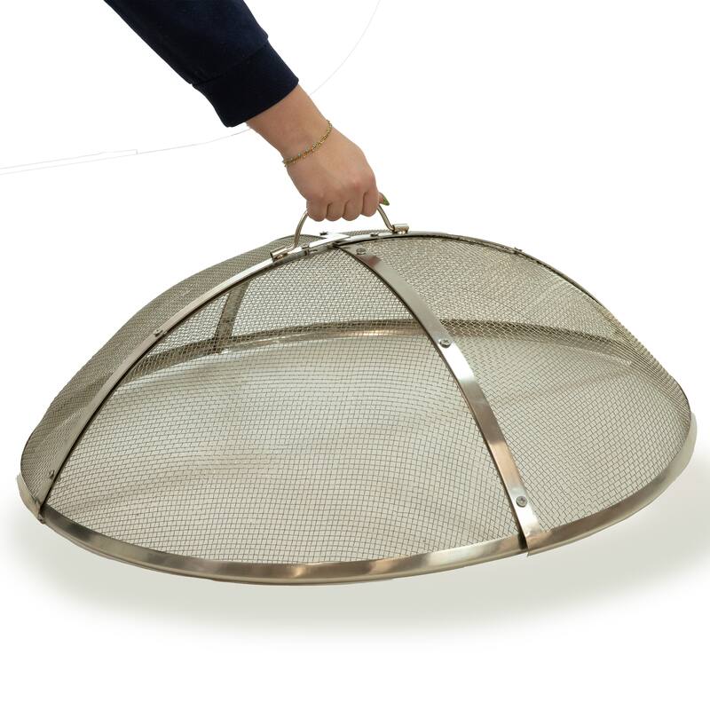 Sunnydaze Round Stainless Steel Fire Pit Spark Screen - 36" Diameter
