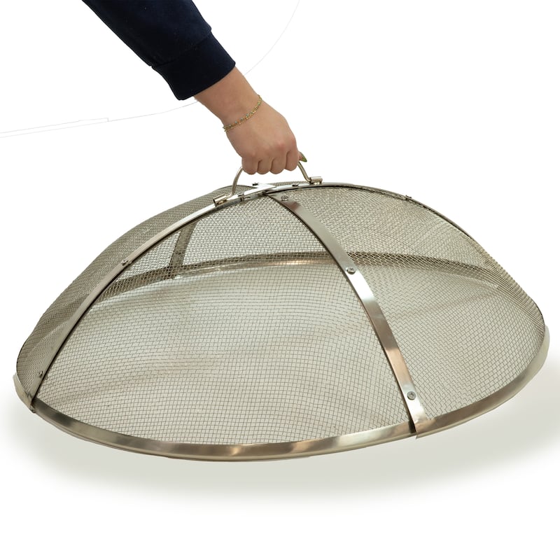Sunnydaze Round Stainless Steel Fire Pit Spark Screen - 40" Diameter