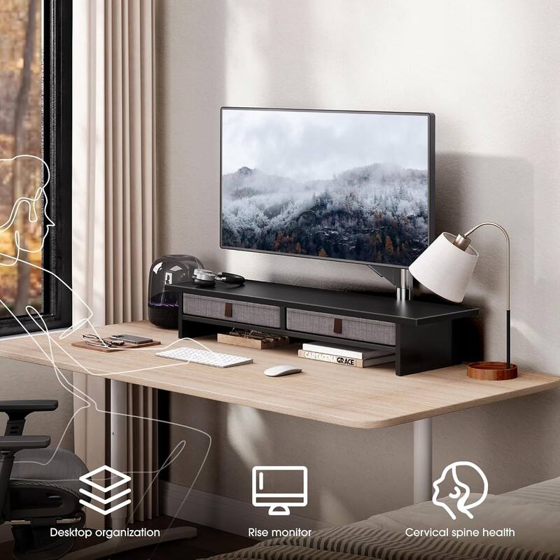 Fenge Dual Monitor Stand, 2 Tiers Monitor Riser for Desk