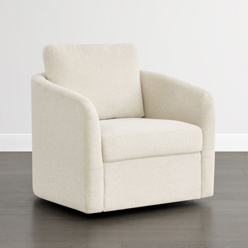 Spruce & Spring Modern Upholstered Swivel Barrel Accent Chair with Ottoman & Removable Slipcover