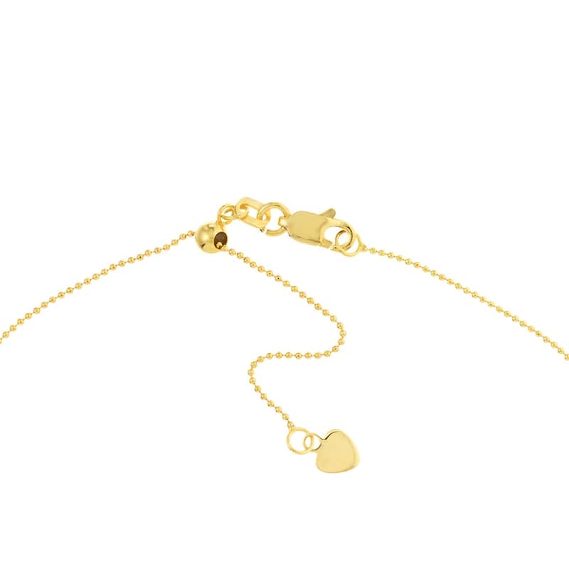 Curata 14k Yellow Gold Double Strand Bead Station Adjustable ChokerNecklace (Lobster), 17"