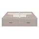 preview thumbnail 6 of 7, Sleek Design Full Size Platform Bed with 6 Storage Drawers, Wooden Bed Without Headboard, Antique White