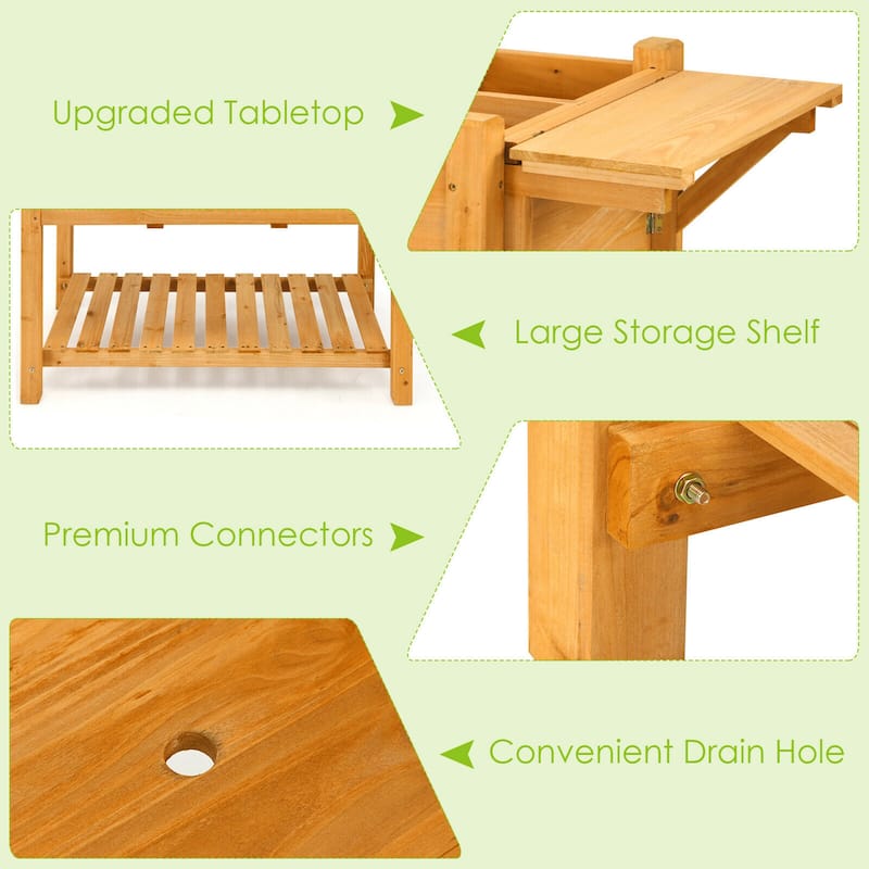 Gymax Raised Garden Bed Elevated Planter Box Kit w/8 Grids & Folding - 47'' x 21'' x 31.5''