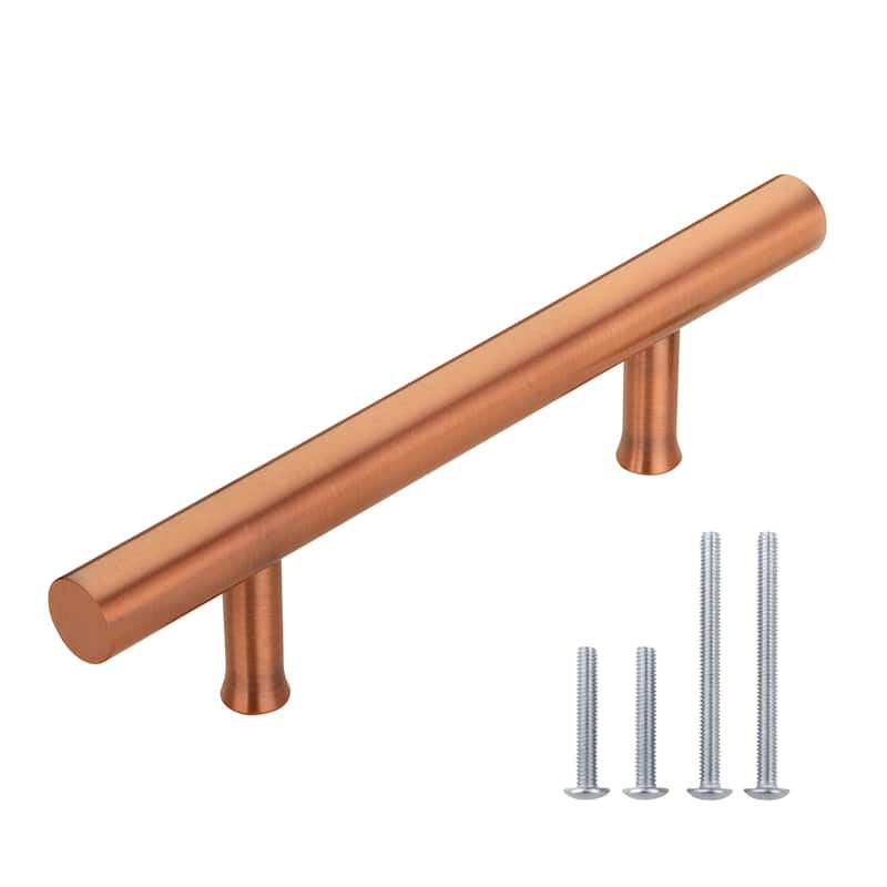 3 Inch Hole Center Copper Kitchen Cabinet Handles 100% Solid Brass Drawer Pulls (5-PACK)