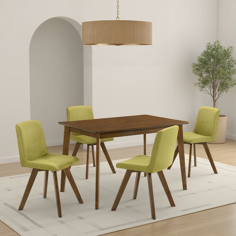 Gina Upholstered Dining Chair in Walnut Finish - Set of 4 - Olive Green