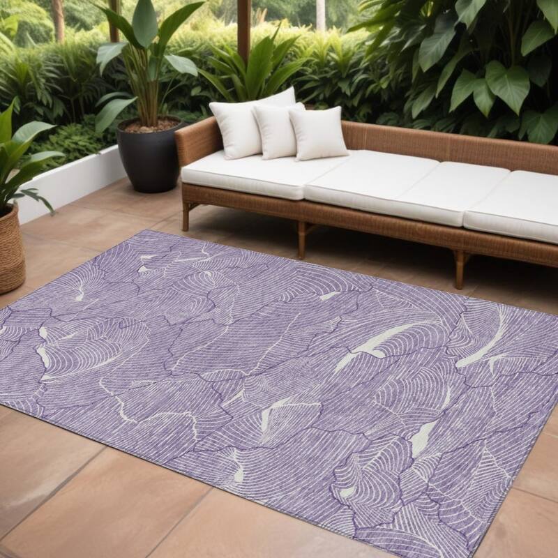 HomeRoots Abstract Transitional Rectangle Outdoor Rug - 9' X 12'