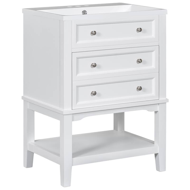 Bathroom Vanity with Sink Combo, Bathroom Storage Cabinet with Drawer, Freestanding Vanity Set with Open Shelf