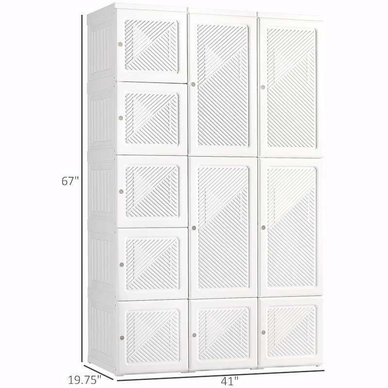 Portable Wardrobe Closet - Folding Bedroom Armoire with 11 Cube Compartments