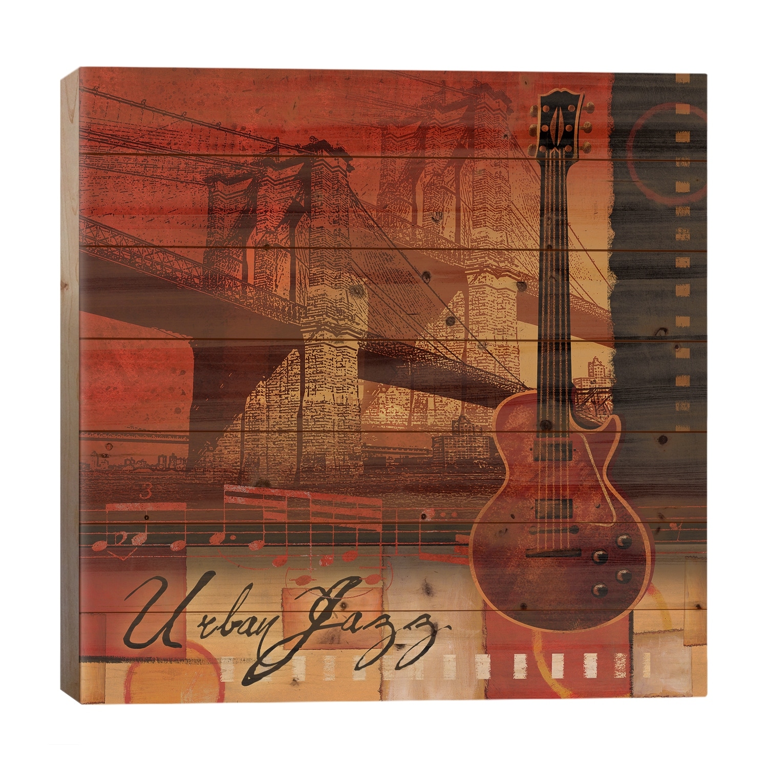 Urban Jazz Print On Wood by Conrad Knutsen - Multi-Color