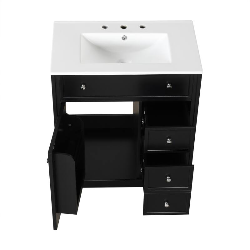 Freestanding Modern Bathroom Vanity with Solid Wood Frame, Ample Storage, and Painted Finish - 30in L