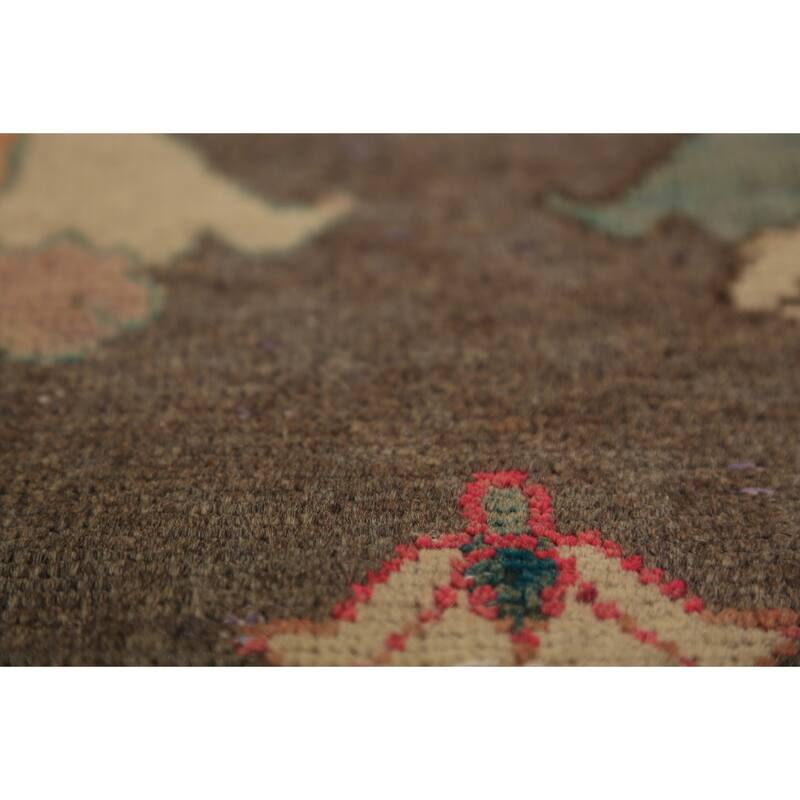 All-Over Brown Floral Gabbeh Persian Area Rug Hand-Knotted Wool Carpet - 5'2"x 9'0"
