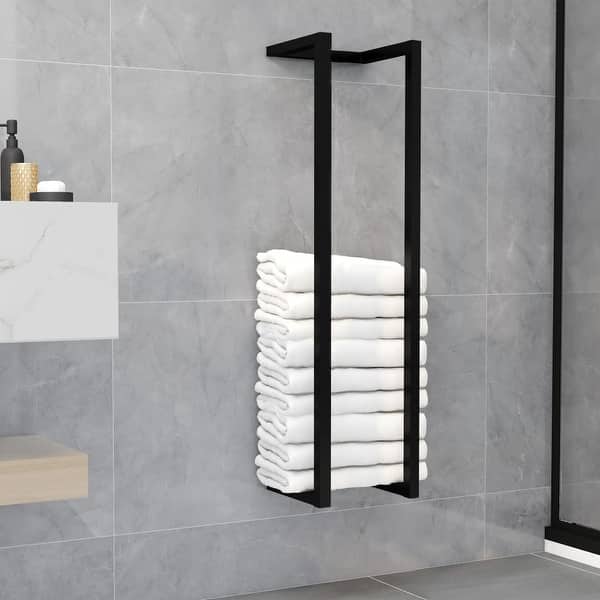 slide 2 of 6, vidaXL Towel Rack Black 9.8"x7.9"x37.4" Iron - 9.8" x 7.9" x 37.4"