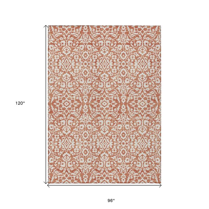 HomeRoots Damask Traditional Rectangle Outdoor Rug