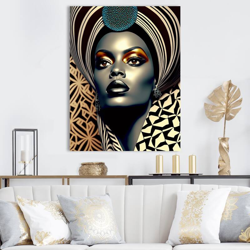 Designart 'Beautiful Contemporary African Retro Woman VI' African American Woman Metal Wall Art