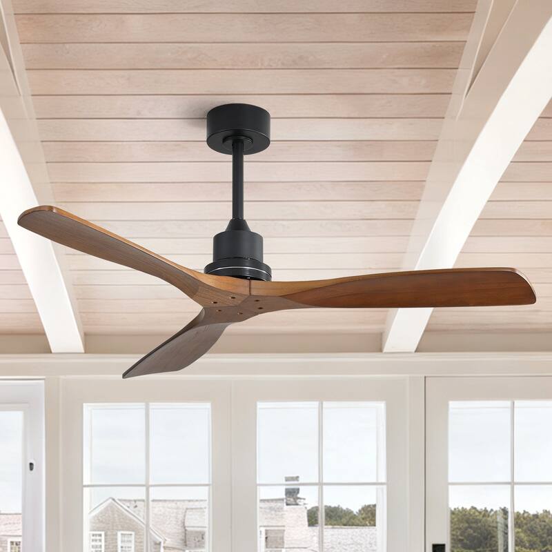 Sofucor 48/52 Inch Ceiling Fan with Light, Solid Wood Blades for Living Room, Bedroom,Smart Optional
