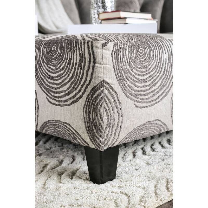 Transitional Style Pattern Finish Square Upholstery Ottoman Oversized Design Bun Legs