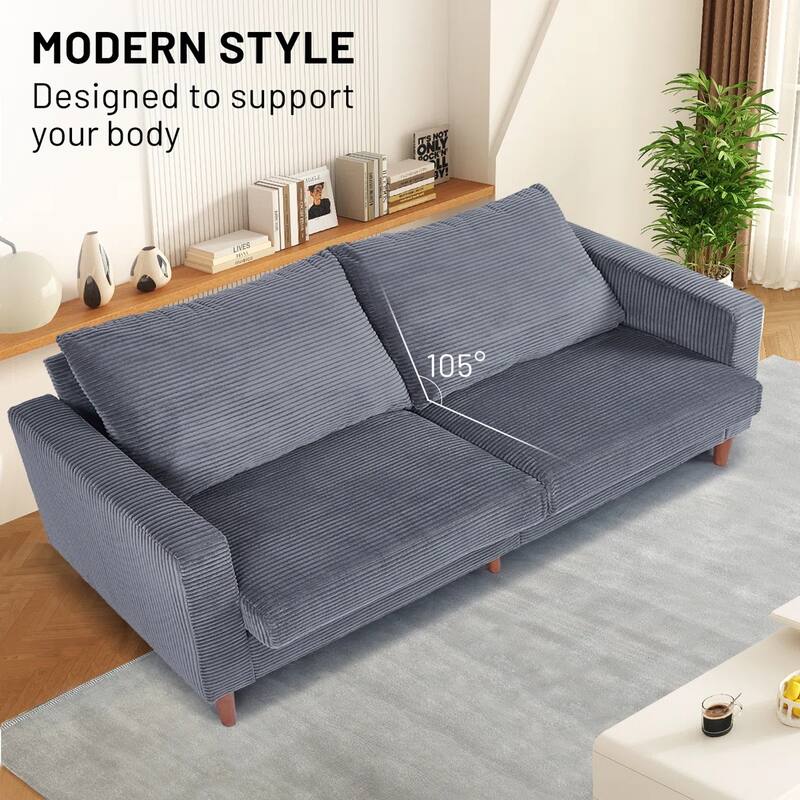 82.7" Sofas for Living Room, Comfy Love Seat Couches, Corduroy Loveseat Sofa,, Easy Assembly for Small Spaces