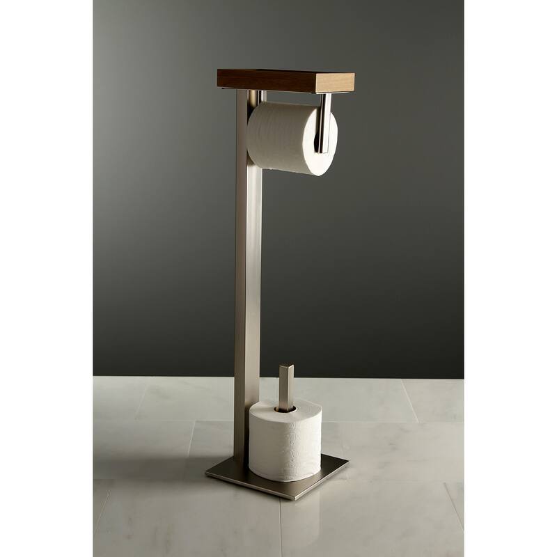 Edenscape Freestanding Toilet Paper Holder with Storage Shelf in Polished Chrome