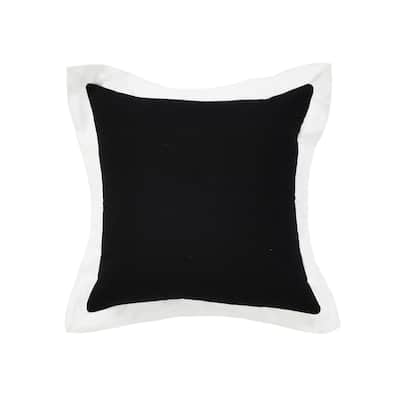 HomeRoots 20" X 20" Black And White 100% Cotton Geometric Zippered Pillow
