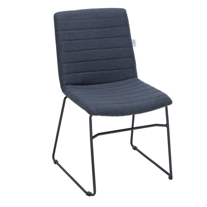 Zylar Modern Leather Guest Chair with Lumbar Support, Stainless Steel Base, High-Density Foam, Floor Protectors, 300 lb Capacity - Dark Blue