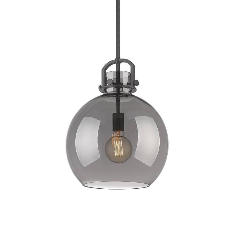 Innovations Lighting 410-1SL-20-14 Newton Sphere Pendant Newton Sphere - Matte Black / Plated Smoke