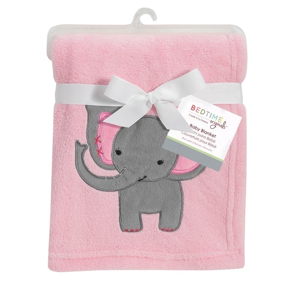 Bedtime Originals Twinkle Toes Soft Pink Coral Fleece Elephant Baby Blanket Today