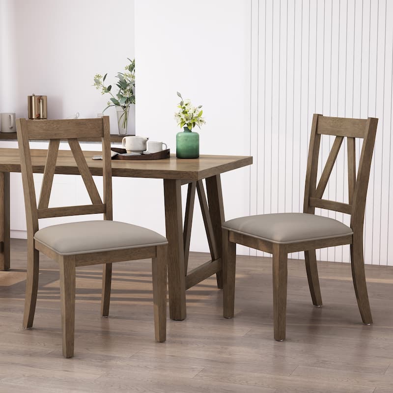 Fairgreens Farmhouse Upholstered Wood Dining Chairs (Set of 2) by Christopher Knight Home - 20.00" L x 22.75" W x 39.00" H