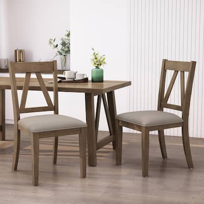 Fairgreens Farmhouse Upholstered Wood Dining Chairs (Set of 2) by Christopher Knight Home - 20.00" L x 22.75" W x 39.00" H